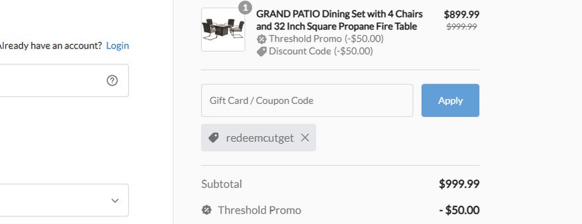 Grand Patio $50 OFF