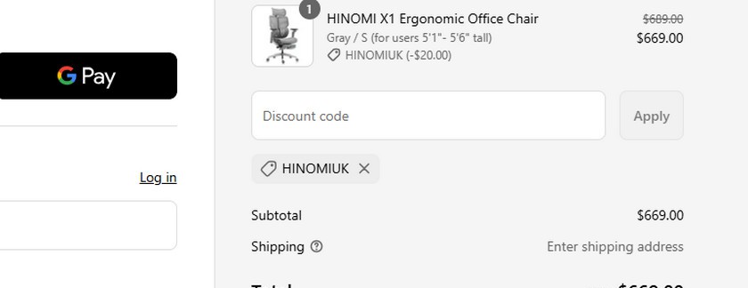 HINOMI 20 OFF