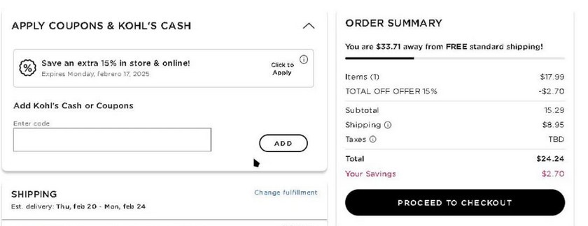Kohls Extra 15% OFF