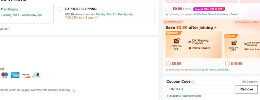 Shein coupon code
